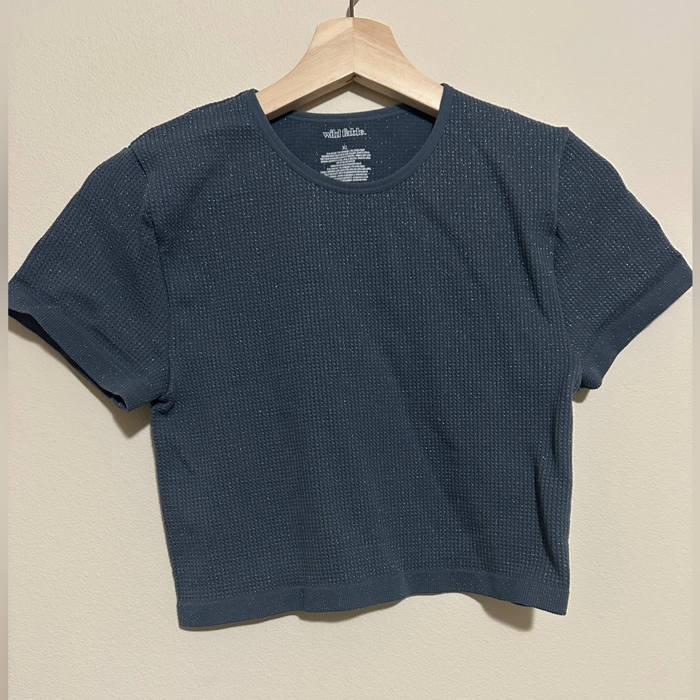 ♻️Wild Fable Navy Textured Crop Top